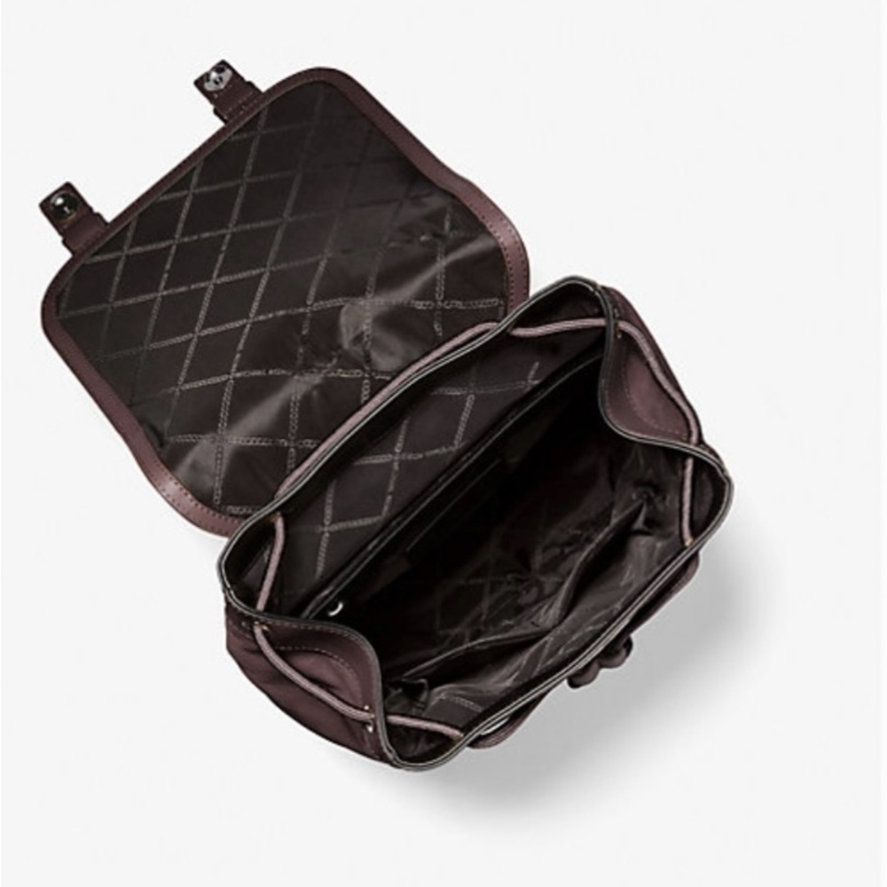 Michael Kors Chocolate Brown Hudson Pebbled Leather Men's Backpack NWT - Picture 8 of 16